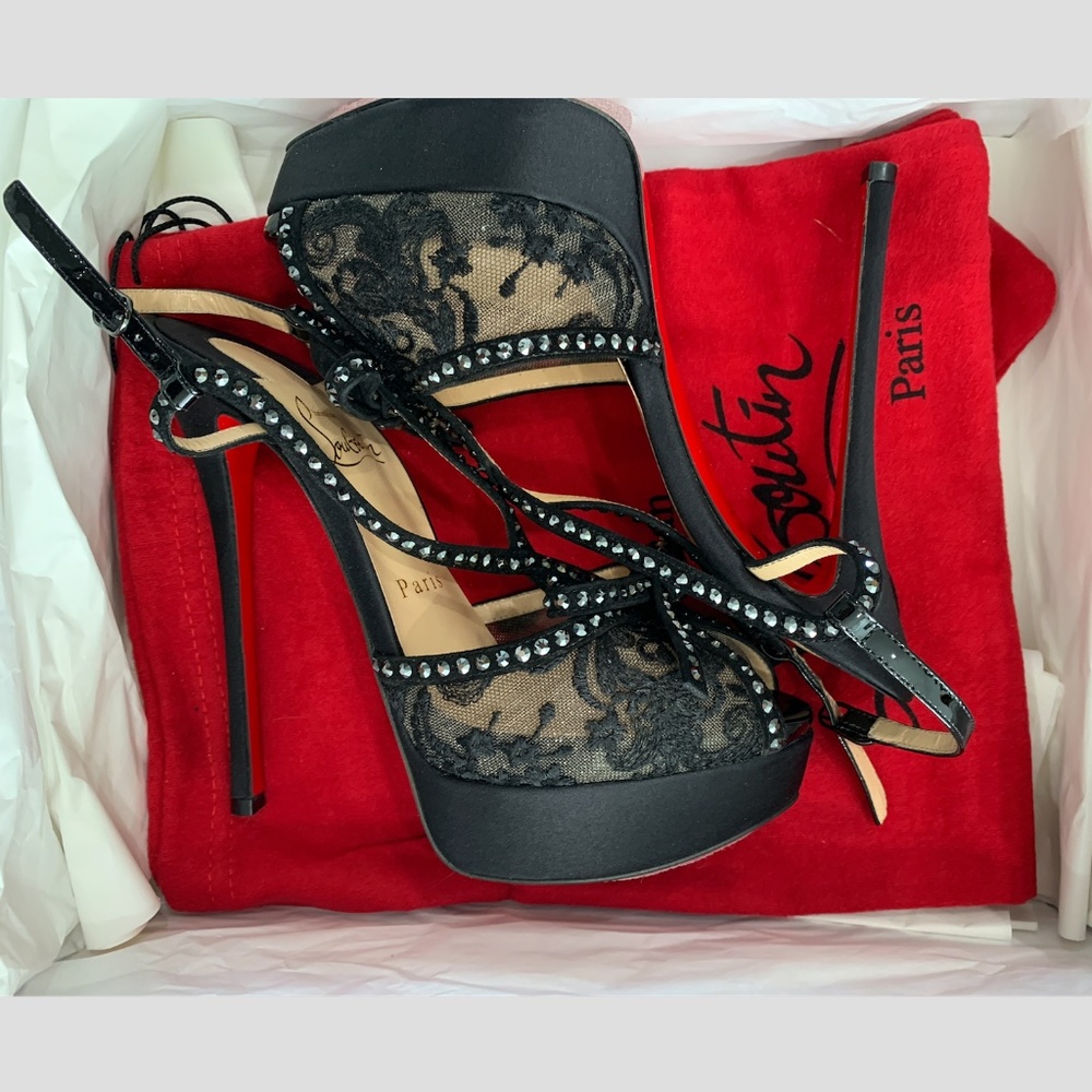 Christian Louboutin Lace Platform Red Sole Pump